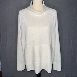 Nine West Cream Cowl Neck Athletic top. Front pouch pocket thumb hole sleeves 1X